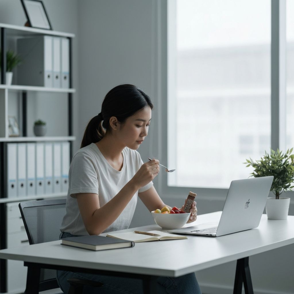 Work break eating moment